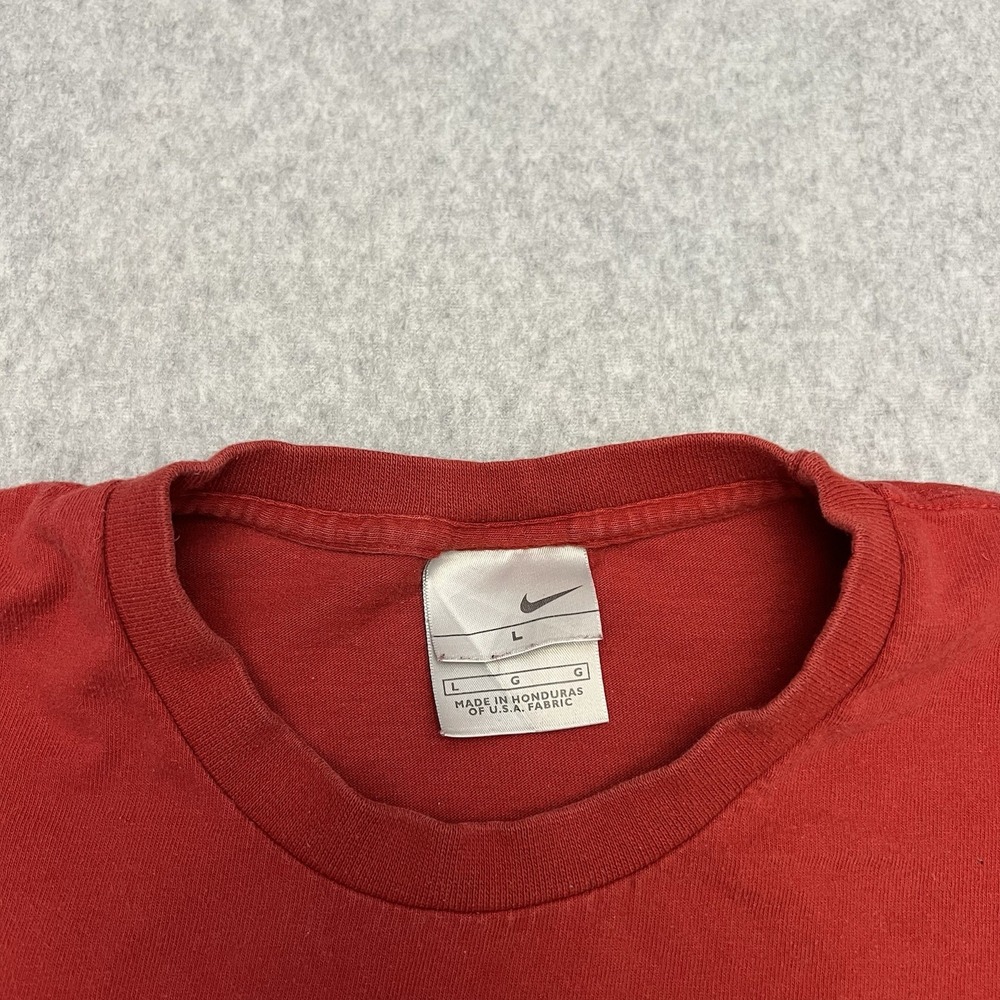 Vintage Nike Shirt Men's Large Red Long Sleeve Logo Spellout 90's Y2K - Picture 2 of 12